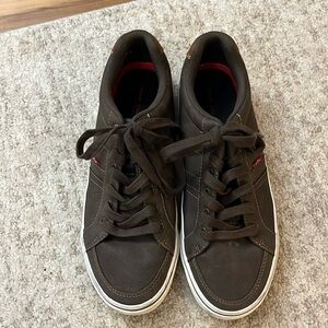 Levi Canvas Laced up Casual Sneakers Dark Green Color Size 9.5